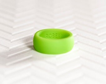 Personalized Silicone Ring - Green Mens Silicone Wedding Band Safe Ring Gift for Men Gift For Him Gift For Husband Gift Personalized
