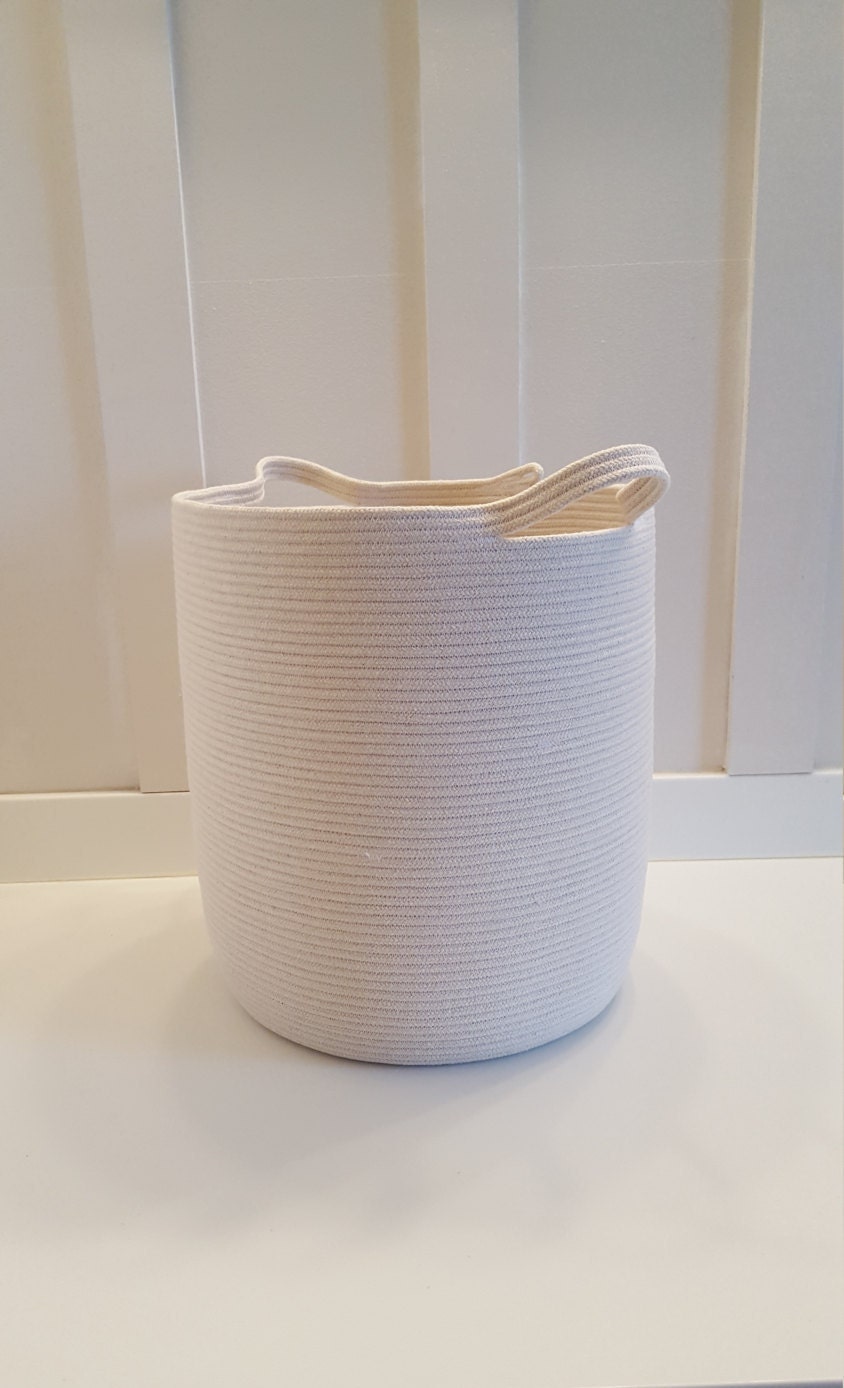 Extra Large All White Rope Basket with Handles