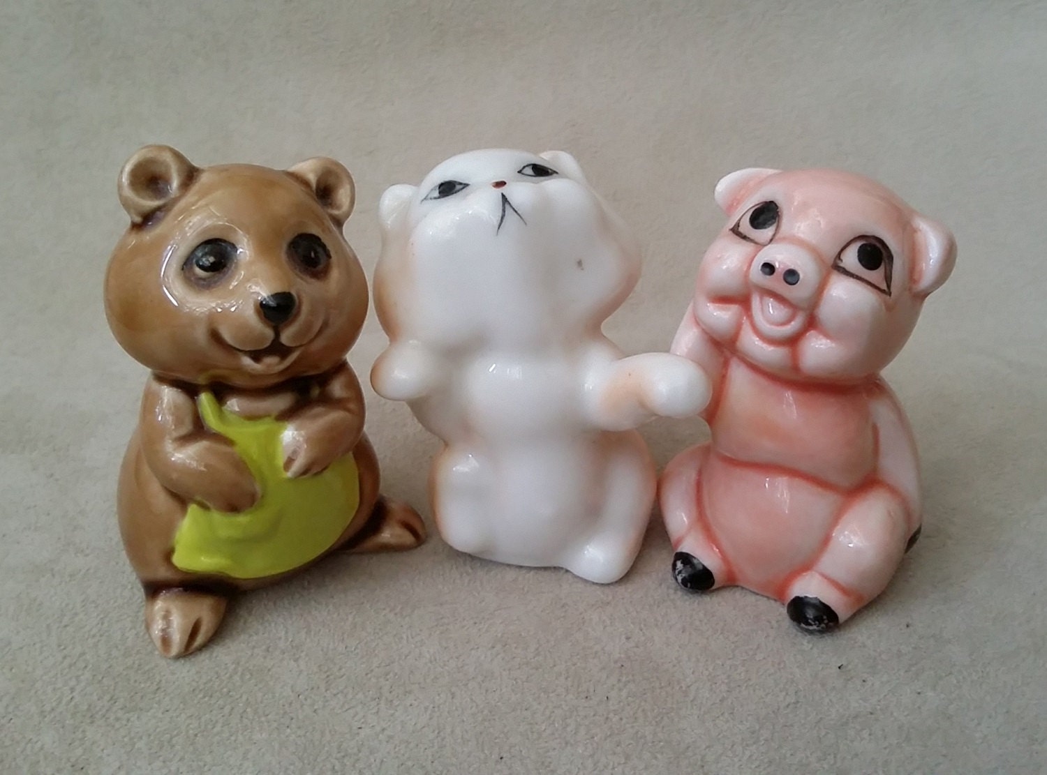 So CUTE 3 Bone China Miniature Collectible Animal Figurines