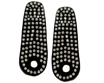Black Suede Rhinestone Roller Skate Toe Guards