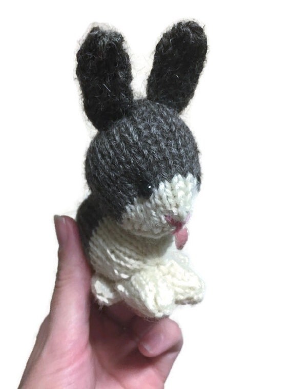 Mini Bunny Rabbit Mini Stuffed Animal Knit Toy Stuffed by Knitneys