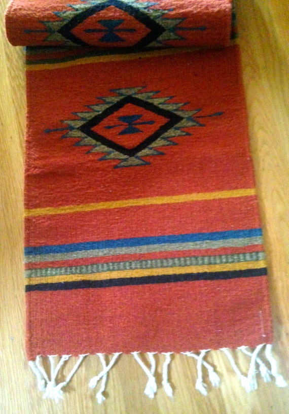 Sale Vintage 60s Mexican Rug Blanket Hand Weaved Southwestern