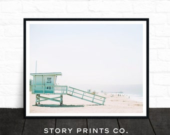 Beach Print, Beach Decor, Wall Art Photo Prints, Beach Printable Art, Lifeguard Tower, Beach Life, Beach Photography, Coastal, Summer Decor