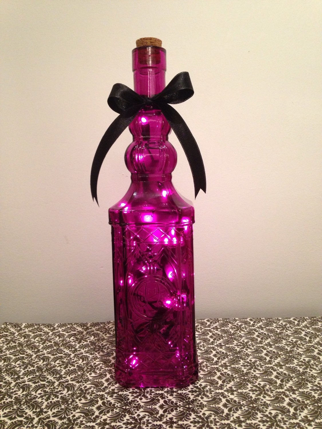 Decorative Purple Glass Bottle With Purple By WineBottleGlows   Il Fullxfull.864257999 Bqki 