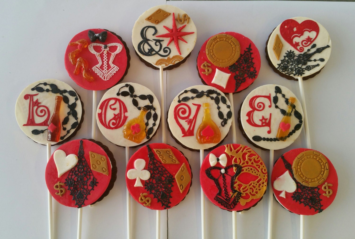 Las Vegas Theme Custom Chocolate Cookie Favor by FoodDecoArt