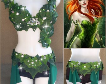 Poison Ivy Costume - Poison Ivy Bra - Sexy Rave Bra - Festival Bra only -