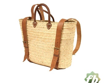 Straw baskets Backpack : French Basket, Moroccan Basket, straw bag, french market basket, Beach Bag, straw bag