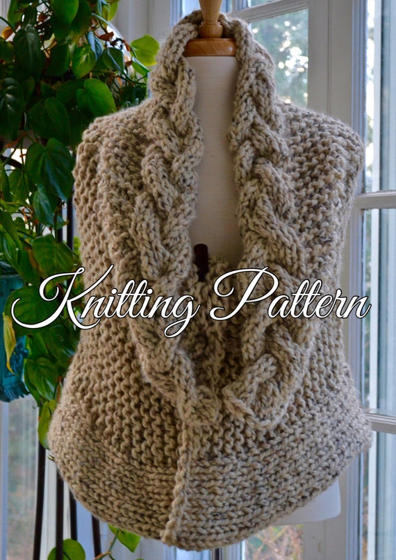 KNITTING PATTERN Cabled Sideways Knit Chunky Yarn Knit Womens
