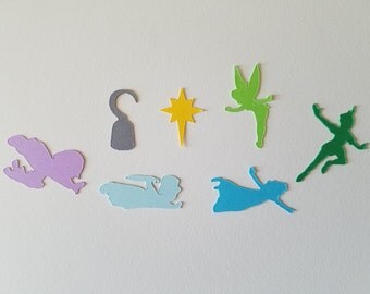 Peter Pan Confetti - Set of 140 - Handmade - Wendy, Hook, Tinker Bell, Michael, John, Second Star to the Right, Disney, Party Decor