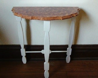 Demilune side table vinegar painted in sienna