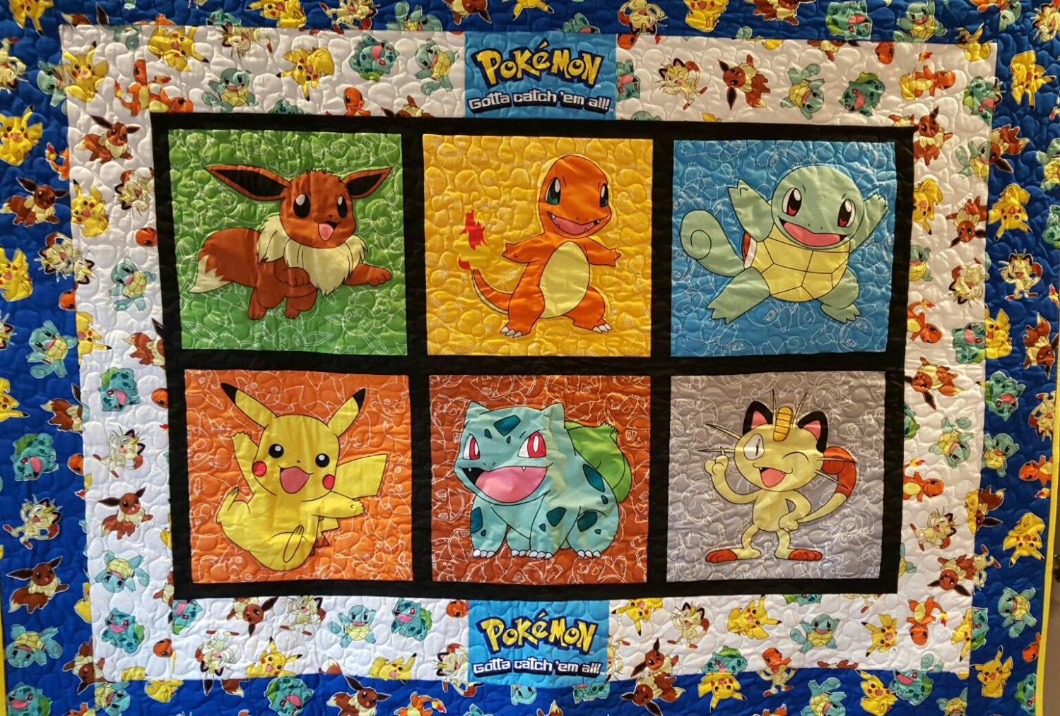 Baby toddler quilt made from licensed Pokemon fabric