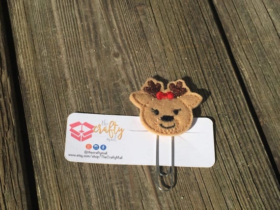 Girl Reindeer Planner Clip/Paper Clip/Feltie. Christmas Planner Clip