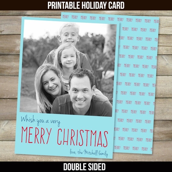 Christmas Photo Card Holiday Cards Merry by DrawMeAParty on Etsy
