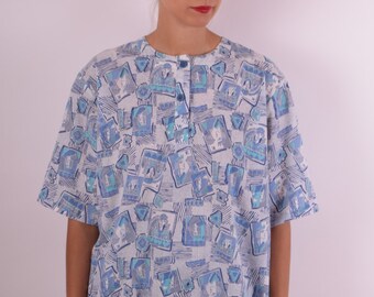 Vintage Blouse With Cards Printed (519)