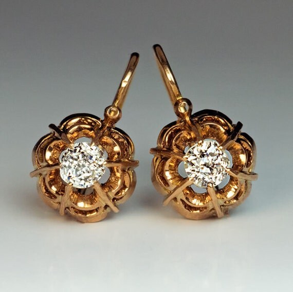 Diamond Gold Openwork Earrings