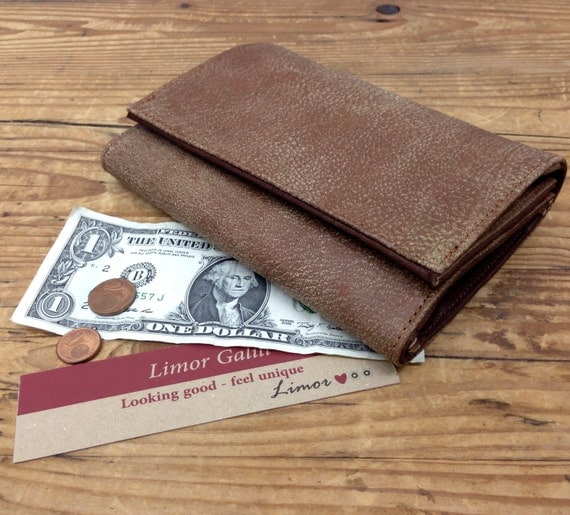 Sale wallets for women Brown leather wallets by LIMORGALILISTUDIO