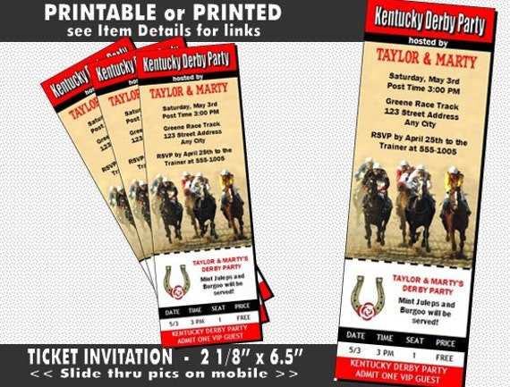 Kentucky Derby The Race Is On Party Ticket Invitation