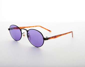 Oval Colored Lens Vintage Metal Combo Sunglass -Hipster