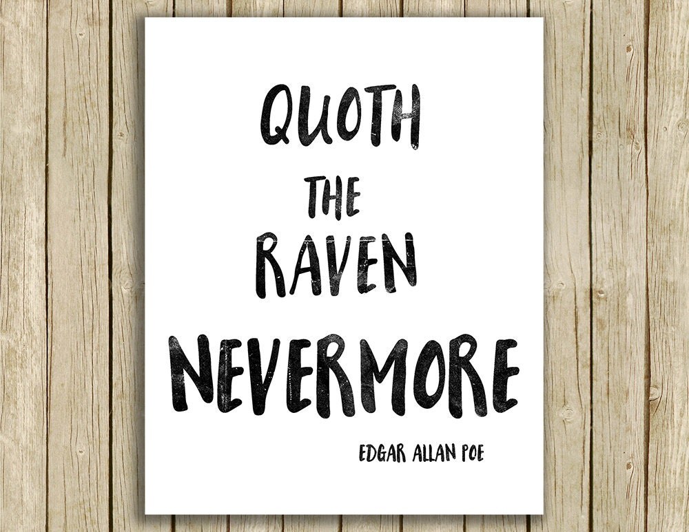 printable wall art Nevermore quote Edgar Allan Poe Raven