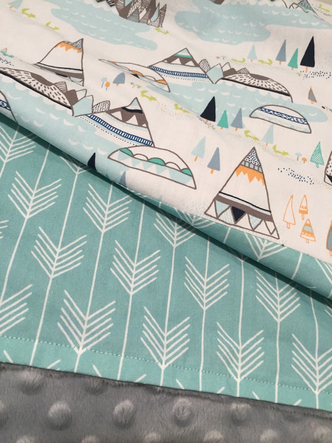 Tribal Baby Blanket Teepee arrows Minky baby blanket modern