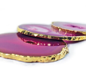 Pink Agate Coasters - Set of 4