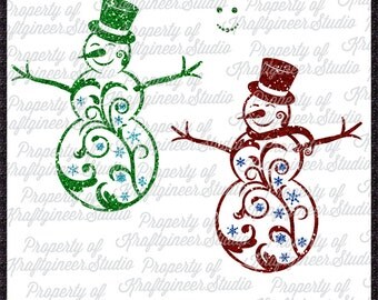Flourish Snowman SVG Filigree Snowman SVG Christmas SVG Swirly Snowman svg cut file for Cricut Silhouette Scan N Cut Commercial Use