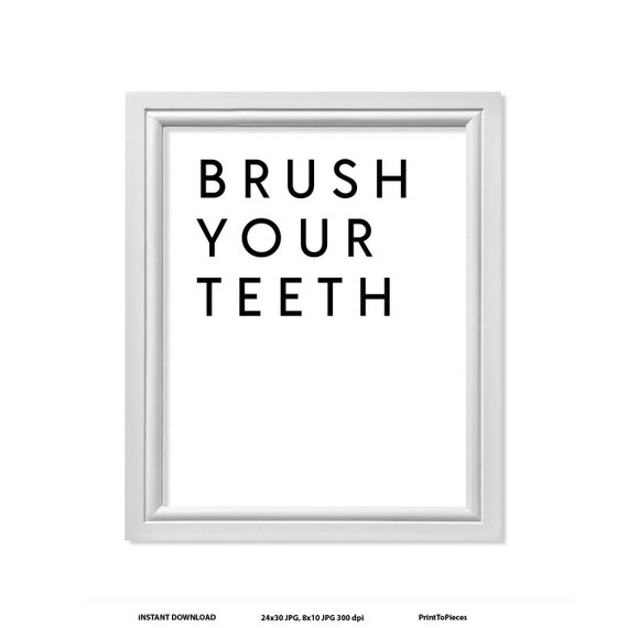 Modern Brush Your Teeth Sign Brush Your Teeth Poster