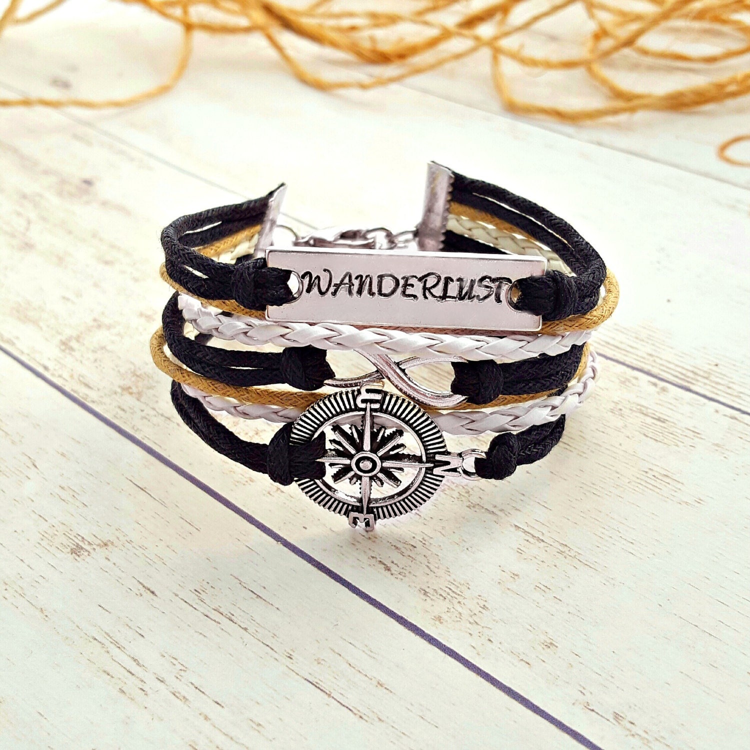 Wanderlust Jewelry Compass Bracelet by RiverbendBraceletCo on Etsy