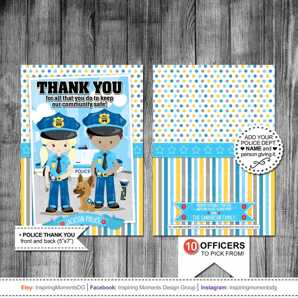 Police Appreciation Thank You Card Thank You From Kids And