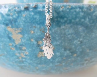 Sterling silver feather necklace, feather necklace, silver necklace (last ones!)