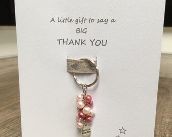Thank You keyring, thank you gift card, teacher bag charm, card and keyring gift set, end of term teacher gift, special teacher gift, thanks
