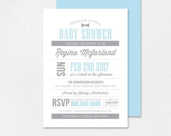 Baby Boy Shower Invitation Printable, Baby Shower Template, Shower Invitation, Boy Baby, Shower Invite, Bow Tie, PDF Instant Download #BPB31