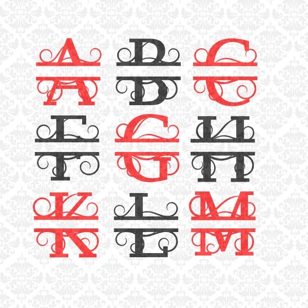 Download Split Monogram Swirly Letters Fancy Last Name Alphabet SVG Png DXF Ai EPS Scalable Vector ...