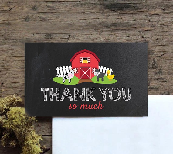Farm thank you card red barn thank you cards digital