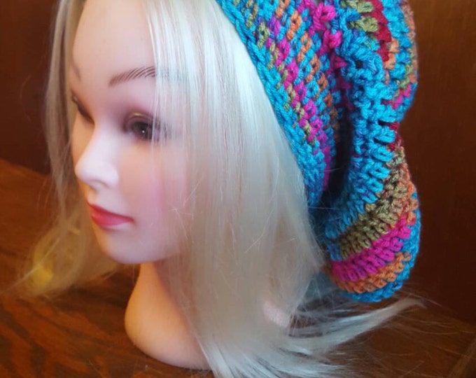 Handmade crochet kaladiscope slouchy hat