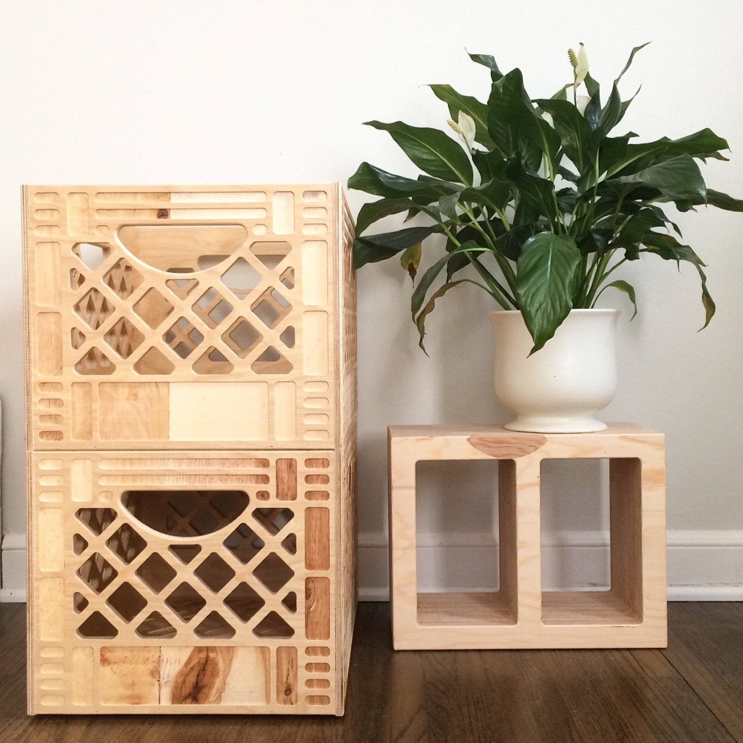 Record Storage // Wooden Milk Crate // Vintage Inspired Milk