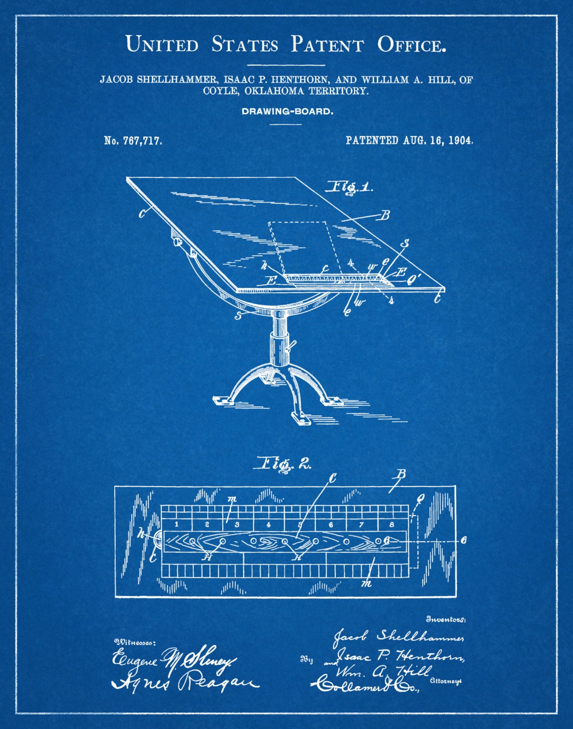 Patent 1904 Drawing Board Drafting Board Art Print Poster