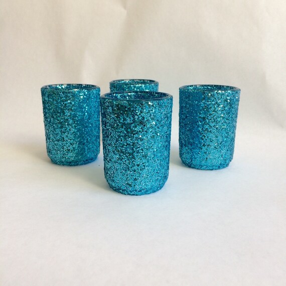 Items similar to 12 light blue Glitter Candle Holders a dozen glitter