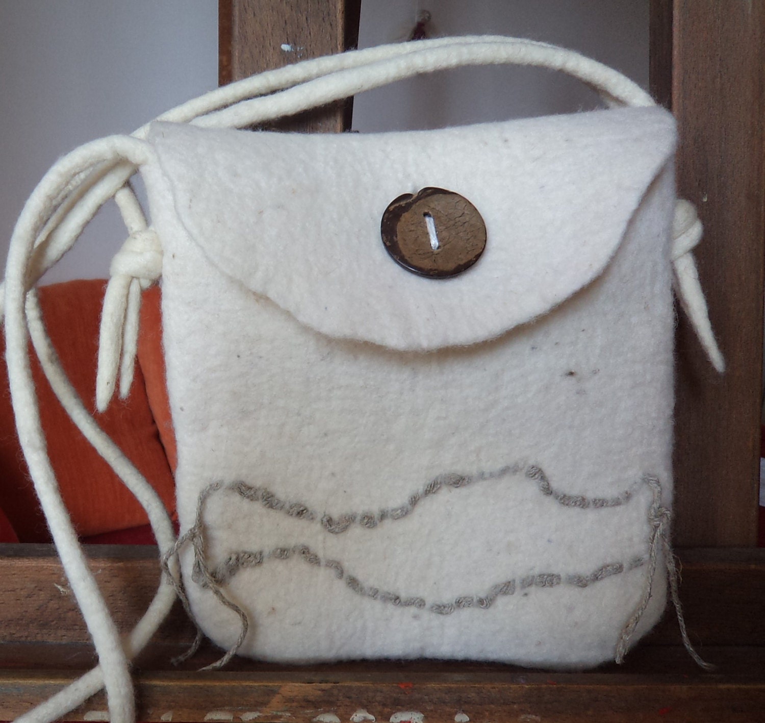 Wetfelted wool bag in ECO style