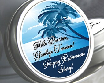 12 Retirement Mint Tins - RetireMints - Palm Tree - Retirement Favors - Retirement Decor - Retirement Mints - Retired - Beach Themed Mints