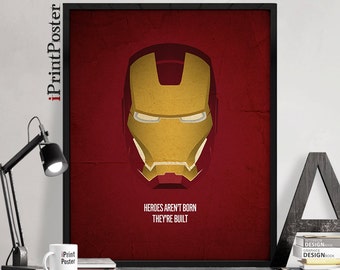 Iron Man helmet, Avengers, Iron Man print, Tony Stark, Marvel comics, wall art, art print, wall decor, home decor, men's gift, iPrintPoster