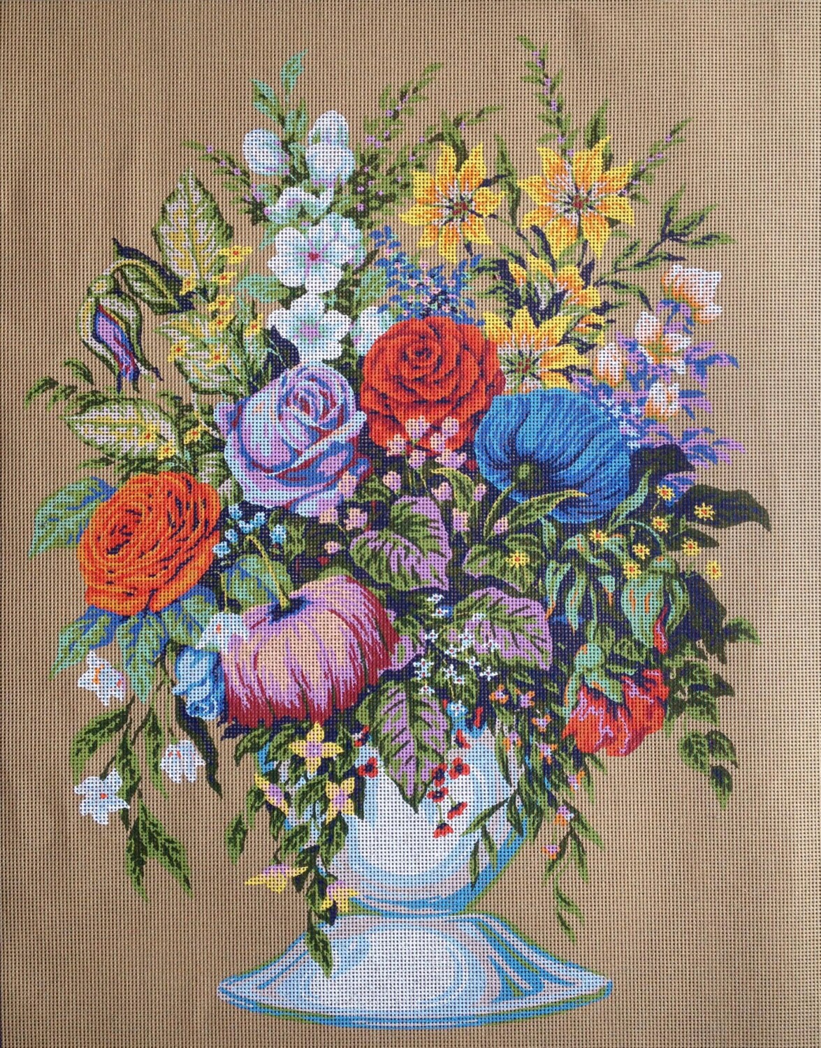 Large Needlepoint Canvas Flowers by AidaLux on Etsy