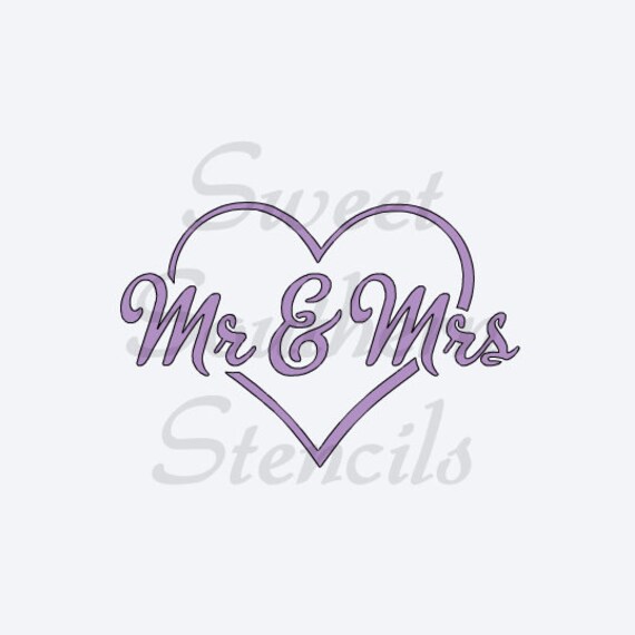 mr mrs in heart stencil