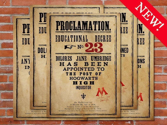 PRINTABLE Umbridge Educational Decrees Pack Harry Potter