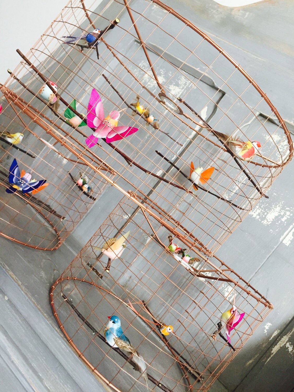 Copper Bird Cage Light / Lamp Shade / Chandelier standard