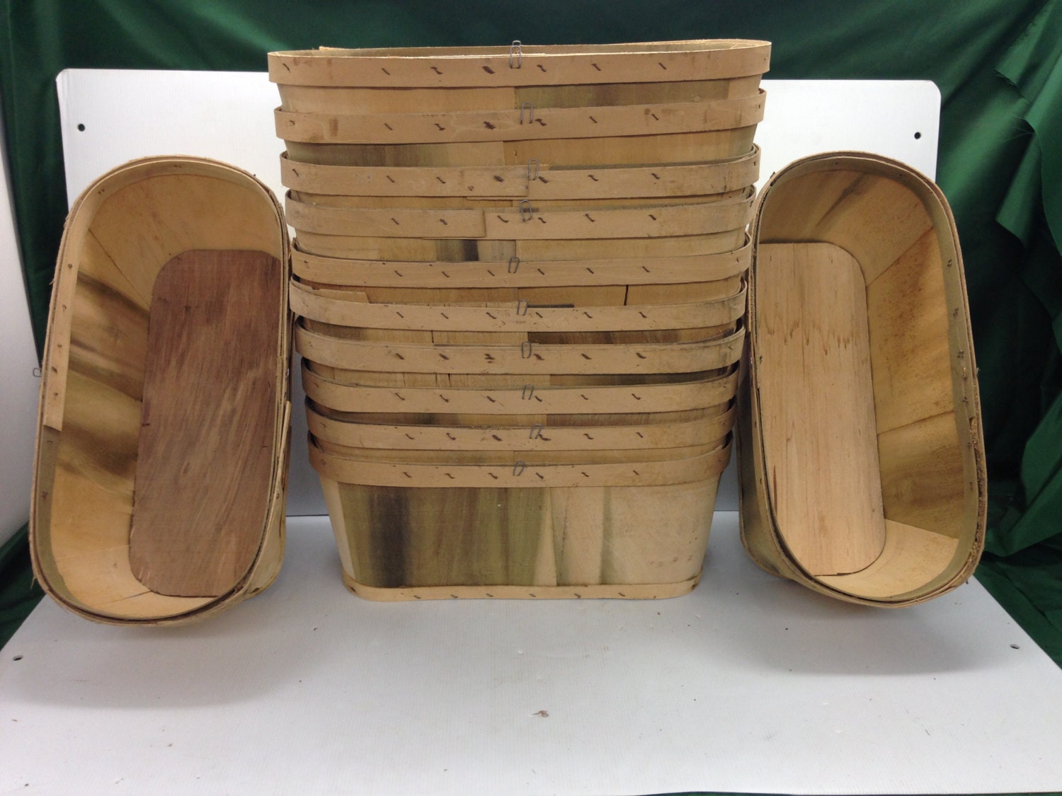 12 Vintage Wood Apple BASKETS Orchard 1/4 Bushel Basket Farm