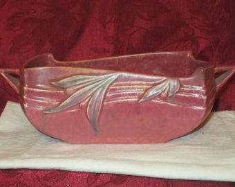 Roseville Pottery Vintage Console Bowl Roseville Velmoss Red 155