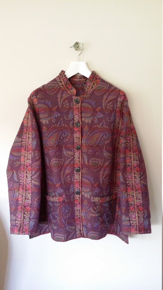 Tapestry jacket plus size jacket 3X folk style jacket