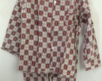 C0UPON C0DE SalE!!Marked Down 30%@@Men's NEVER WORN,Vintage 50's 2pc Mad Men era Flannel Geo PAJAMAS.L