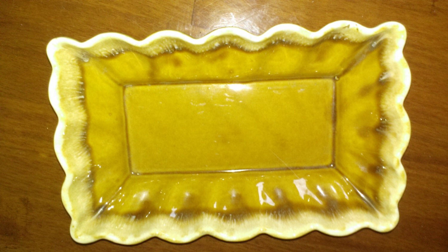 Vintage Brown Drip Glaze Pottery Dish marked 825 USA